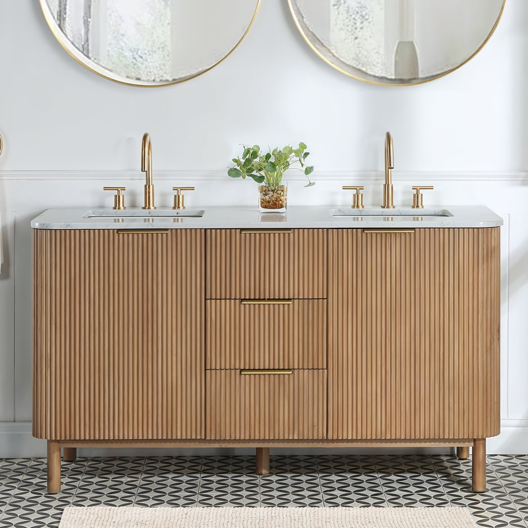 Nova 60" Marble Top Double Sink Bathroom Vanity